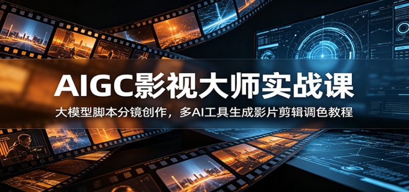 AIGC影视大师实战课：大模型脚本分镜创作，多AI工具生成影片剪辑调色教程-玻哥网络技术工作室