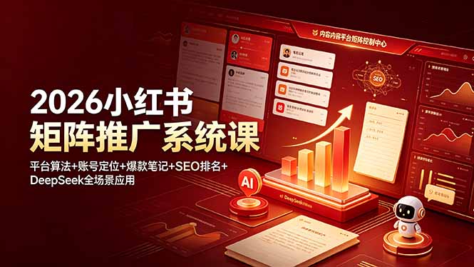 2026小红书矩阵推广系统课：平台算法+账号定位+爆款笔记+SEO排名+DeepSeek全场景应用-玻哥网络技术工作室