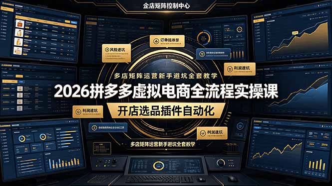 2026拼多多虚拟电商全流程实操课，开店选品插件自动化，多店矩阵运营新手避坑全套教学-玻哥网络技术工作室