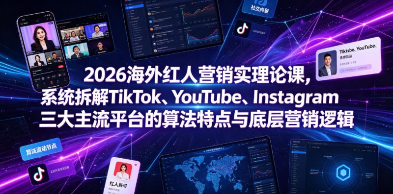 2026海外红人营销实理论课，系统拆解TikTok、YouTube、Instagram三大主流平台的算法特点与底层营销逻辑-玻哥网络技术工作室