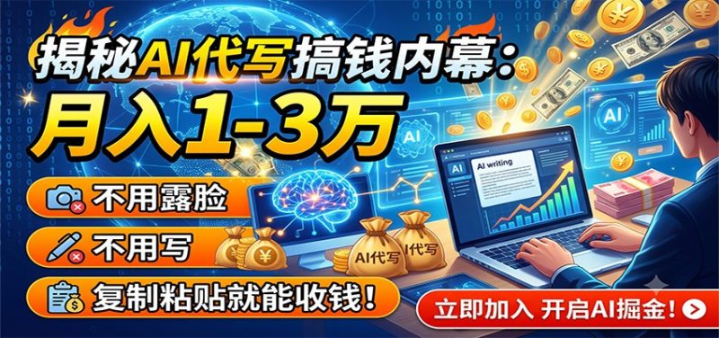 揭秘AI代写搞钱内幕：月入1-3万，不用露脸不用写，复制粘贴就能收钱！-玻哥网络技术工作室
