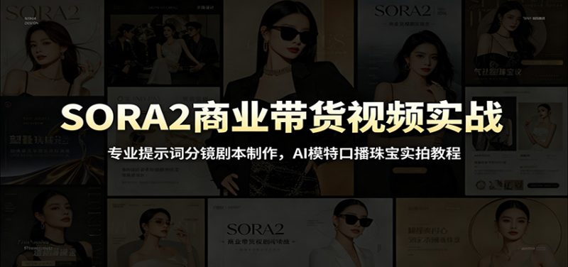SORA2商业带货视频实战：专业提示词分镜剧本制作，AI模特口播珠宝实拍教程-玻哥网络技术工作室