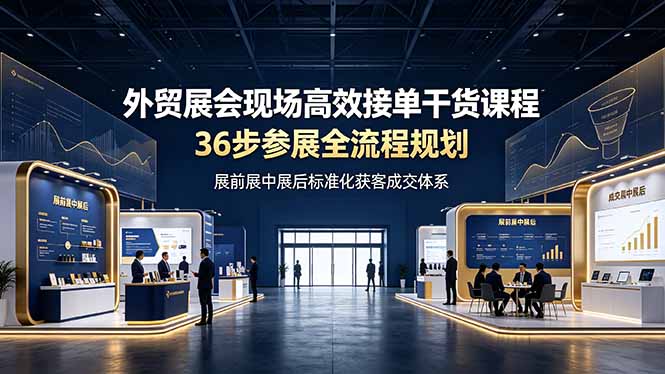 外贸展会现场高效接单干货课程，36步参展全流程规划，展前展中展后标准化获客成交体系-玻哥网络技术工作室