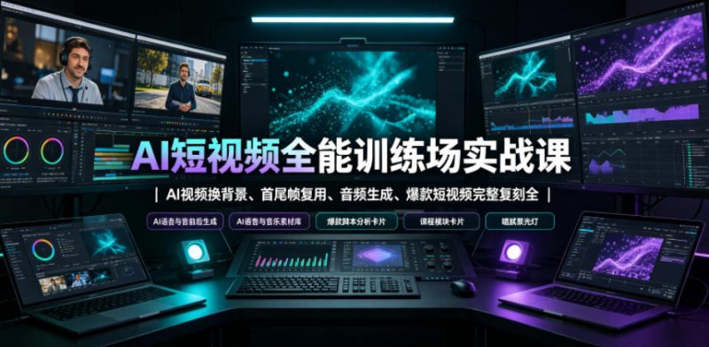 AI短视频全能训练场实战课｜AI视频换背景、首尾帧复用、音频生成、爆款短视频完整复刻全套实操教学-玻哥网络技术工作室