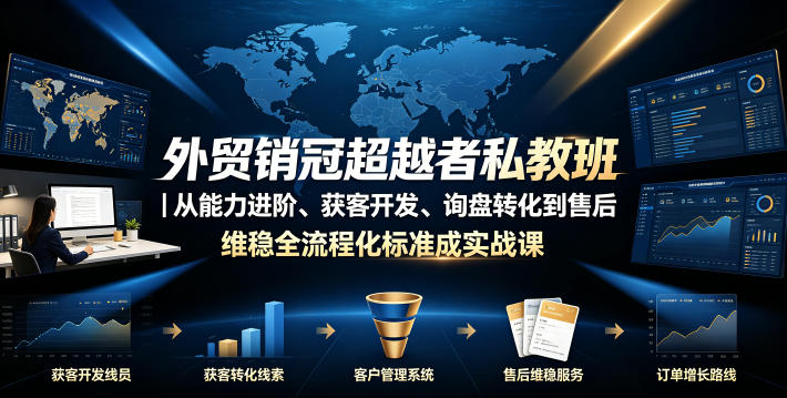 外贸销冠超越者私教班｜从能力进阶、获客开发、询盘转化到售后维稳全流程标准化成交实战课-玻哥网络技术工作室