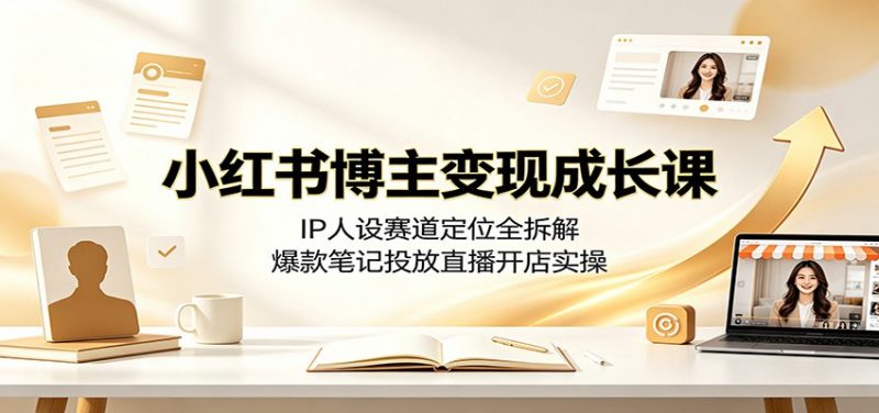 小红书博主变现成长课：IP人设赛道定位全拆解，爆款笔记投放直播开店实操-玻哥网络技术工作室