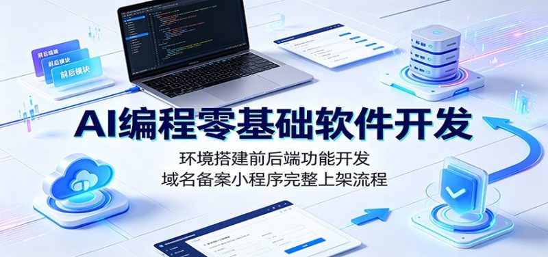 AI编程零基础软件开发：环境搭建前后端功能开发，域名备案小程序完整上架流程-玻哥网络技术工作室