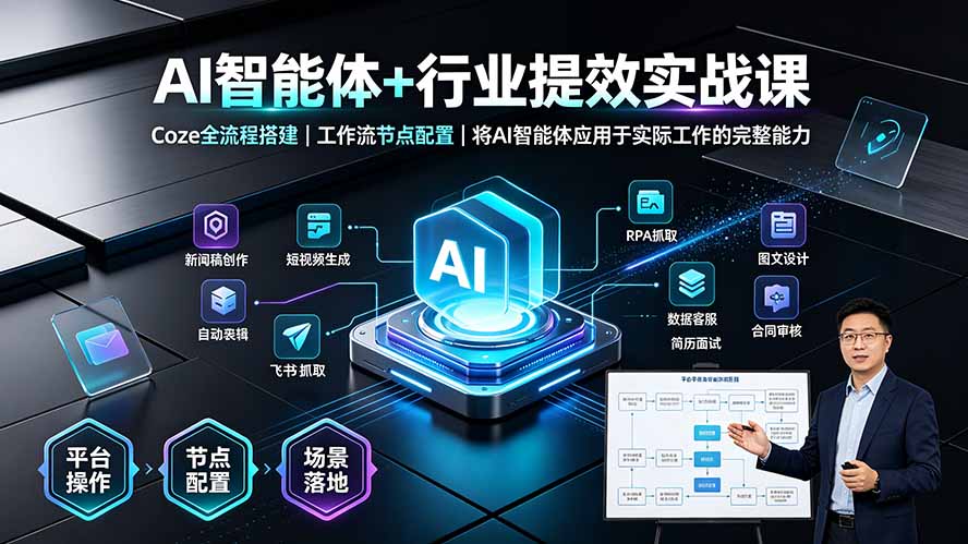 图片[1]-AI智能体+行业提效实战课·Coze全流程搭建｜工作流节点配置｜将AI智能体应用于实际工作的完整能力-玻哥网络技术工作室