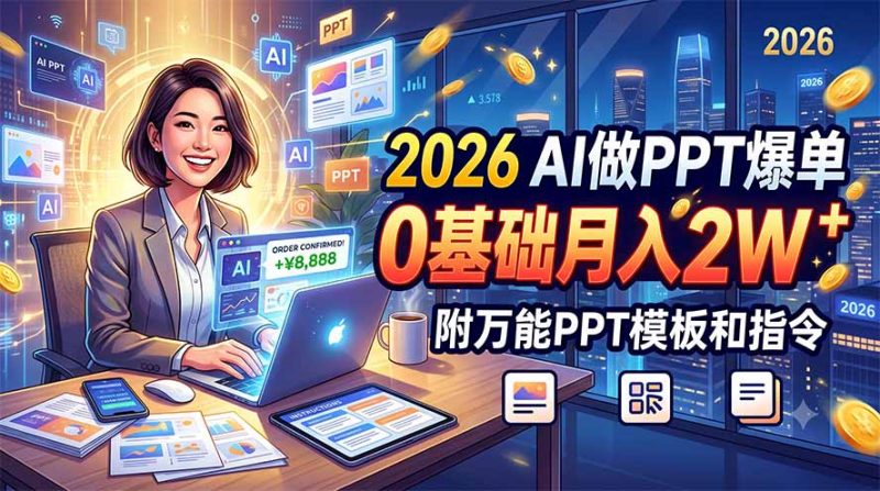 2026 AI做PPT爆单，0基础月入2W，附万能PPT模板和指令-玻哥网络技术工作室