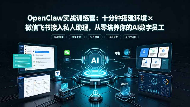 OpenClaw实战特训营：十分钟搭建环境×微信飞书接入私人助理，从零培养你的AI数字员工-玻哥网络技术工作室