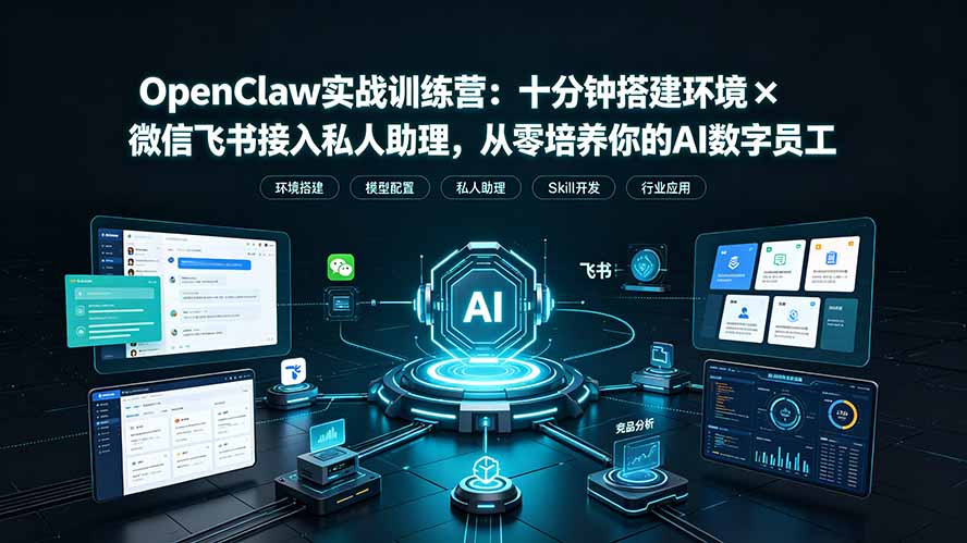 图片[1]-OpenClaw实战特训营：十分钟搭建环境×微信飞书接入私人助理，从零培养你的AI数字员工-玻哥网络技术工作室