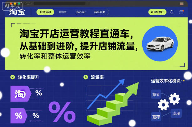 淘宝开店运营教程直通车，从基础到进阶，提升店铺流量，转化率和整体运营效率(更新26年07月11日)-玻哥网络技术工作室