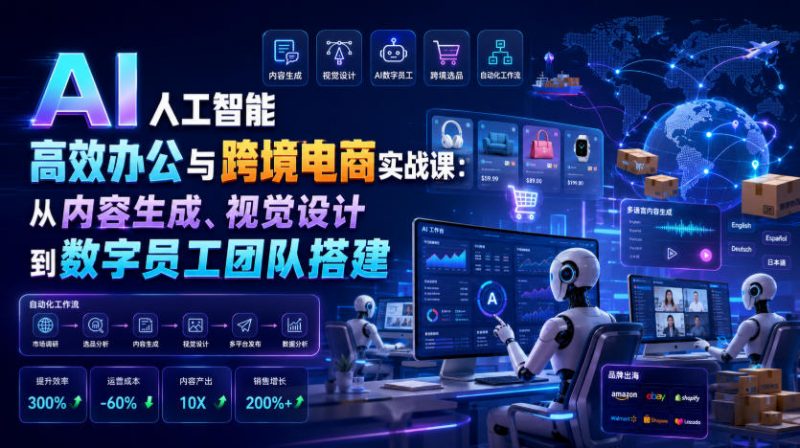 AI人工智能高效办公与跨境电商实战课：从内容生成、视觉设计到数字员工团队搭建-玻哥网络技术工作室
