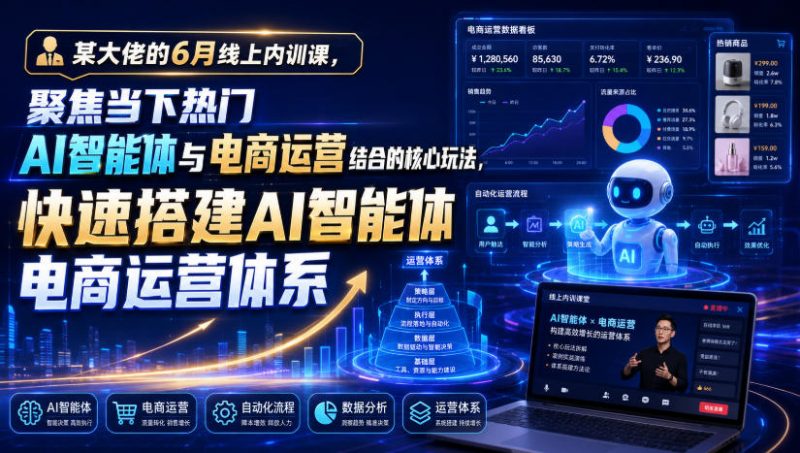 某大佬的6月线上内训课，聚焦当下热门AI智能体与电商运营结合的核心玩法，快速搭建AI智能体电商运营体系-玻哥网络技术工作室