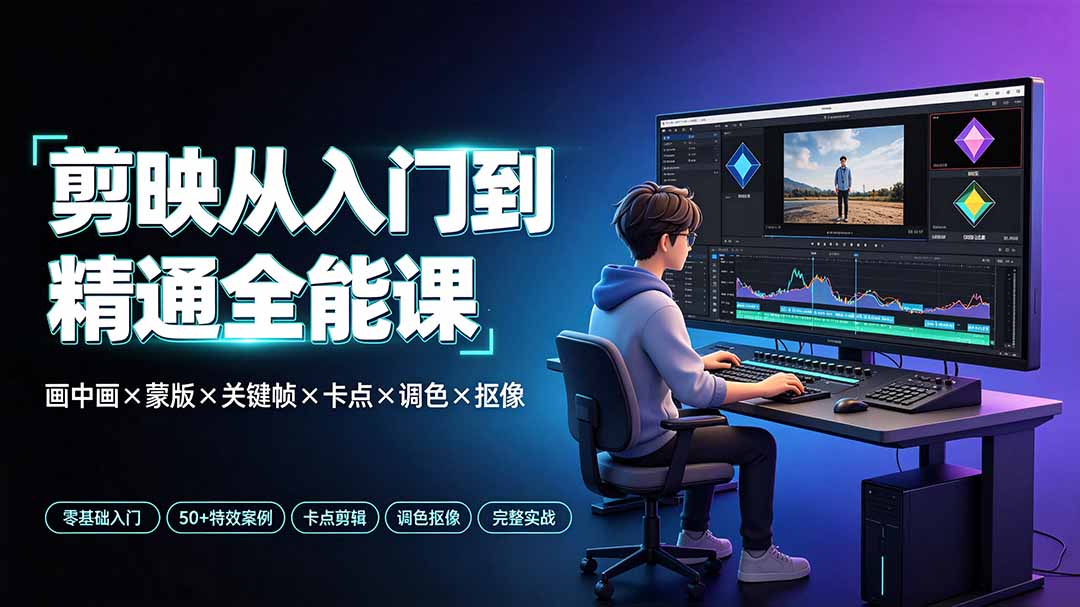 图片[2]-剪映从入门到精通全能课：画中画×蒙版×关键帧×卡点×调色×抠像，一站式掌握剪辑核心技能-玻哥网络技术工作室