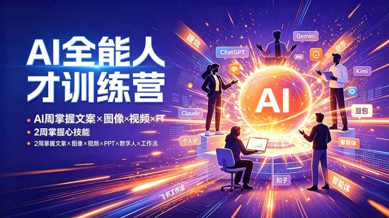 AI全能人才训练营：2周掌握文案×图像×视频×PPT×数字人×工作流，超越80%的人-玻哥网络技术工作室