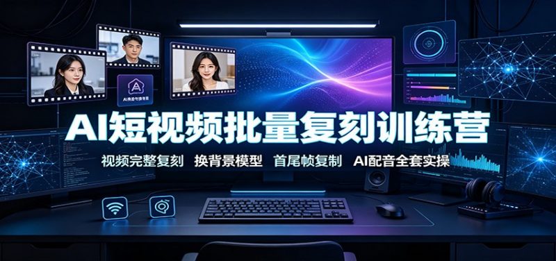 AI短视频批量复刻训练营：视频完整复刻，换背景模型、首尾帧复制、AI配音全套实操-玻哥网络技术工作室