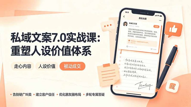 私域文案实战课7.0：重塑人设价值体系｜-告别硬广推销×走心内容×自我价值塑造，实现被动成交-玻哥网络技术工作室