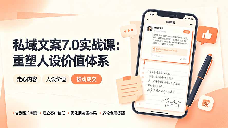 图片[1]-私域文案实战课7.0：重塑人设价值体系｜-告别硬广推销×走心内容×自我价值塑造，实现被动成交-玻哥网络技术工作室
