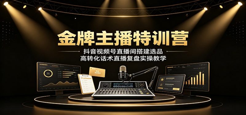 金牌主播特训营：抖音视频号直播间搭建选品，高转化话术直播复盘实操教学-玻哥网络技术工作室