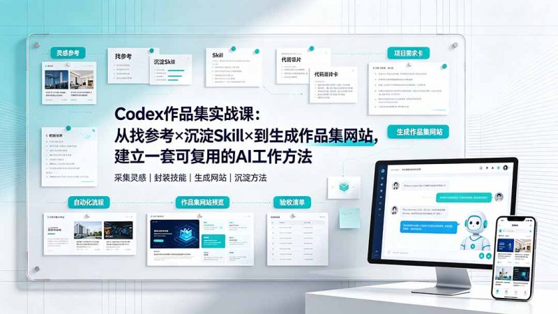 Codex作品集实战课：从找参考×沉淀Skill×到生成作品集网站，建立一套可复用的AI工作方法-玻哥网络技术工作室