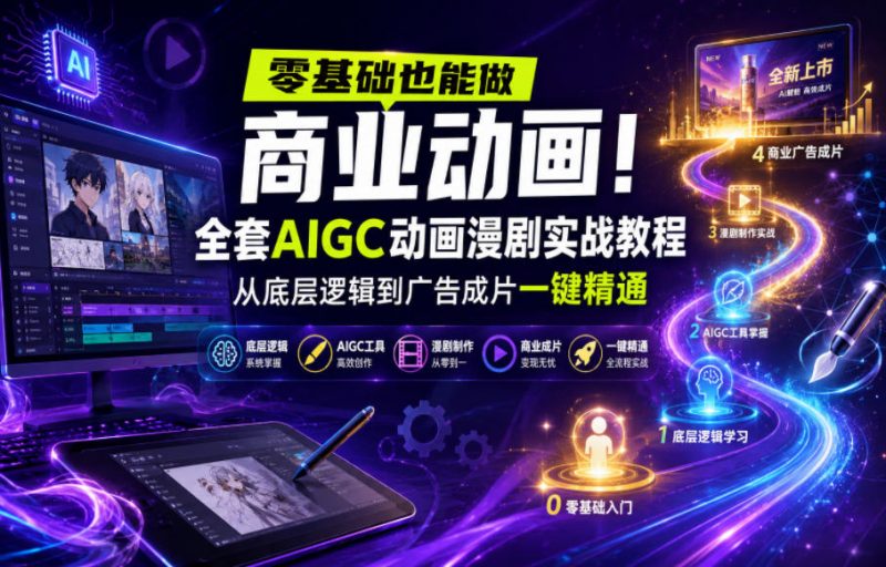 零基础也能做商业动画！全套AIGC动画漫剧实战教程，从底层逻辑到广告成片一键精通(更新0715)-玻哥网络技术工作室