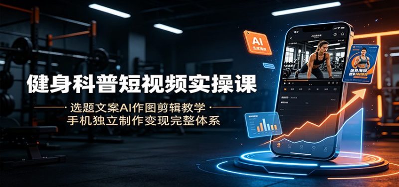 健身科普短视频实操课：选题文案AI作图剪辑教学，手机独立制作变现完整体系-玻哥网络技术工作室
