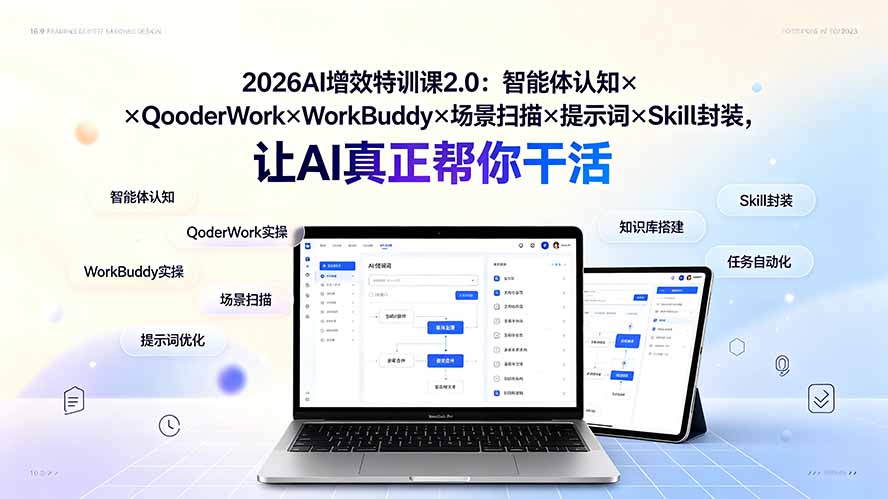 图片[1]-2026AI增效特训课2.0：智能体认知×QoderWork×WorkBuddy×场景扫描×提示词×Skill封装，让AI真正帮你干活-玻哥网络技术工作室