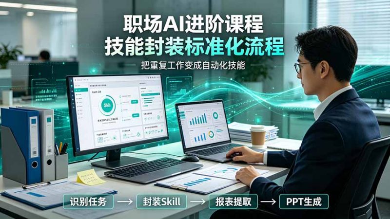 职场AI进阶课程；多类实用Skill工具实操，专属技能封装标准化流程，报表行业报告一键提取核心内容-玻哥网络技术工作室