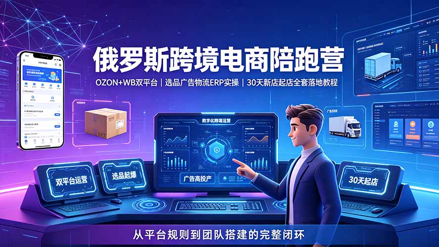 图片[1]-2026俄罗斯跨境电商陪跑营：OZON+WB双平台｜选品广告物流ERP实操｜30天新店起店全套落地教程-玻哥网络技术工作室