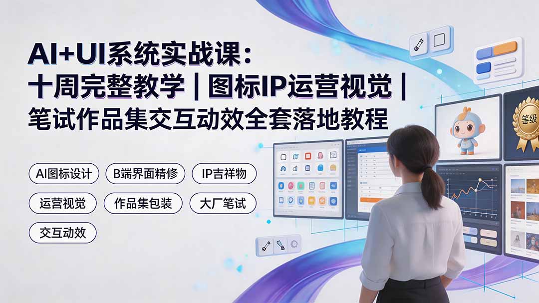 图片[1]-AI+UI系统实战课：十周完整教学｜图标IP运营视觉｜笔试作品集交互动效全套落地教程-玻哥网络技术工作室