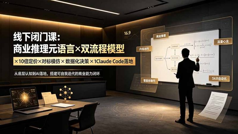 线下闭门课：商业推理元语言×双流程模型×10倍定价×对标模仿×数据化决策×Claude Code落地，击穿认知盲区-玻哥网络技术工作室
