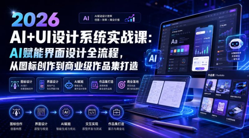 2026 AI+UI设计系统实战课：AI赋能界面设计全流程，从图标创作到商业级作品集打造-玻哥网络技术工作室