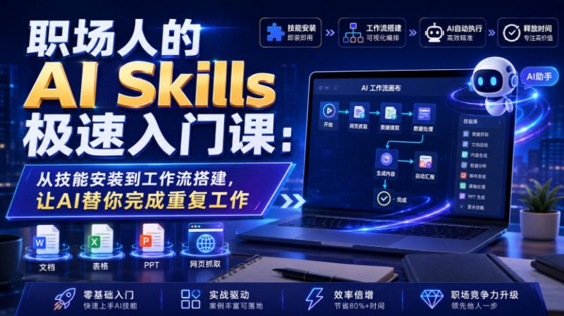 职场人的AI Skills极速入门课：从技能安装到工作流搭建，让AI替你完成重复工作-玻哥网络技术工作室