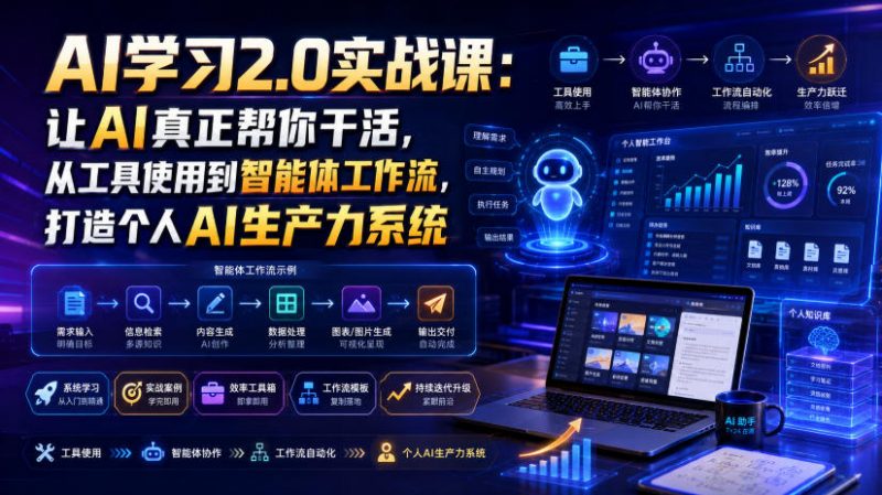 AI学习2.0实战课：让AI真正帮你干活，从工具使用到智能体工作流，打造个人AI生产力系统-玻哥网络技术工作室