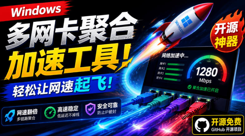 Github开源黑科技！多网卡网速聚合加速工具，一键让你的电脑网速起飞，这感觉也太爽了HypoMux-玻哥网络技术工作室