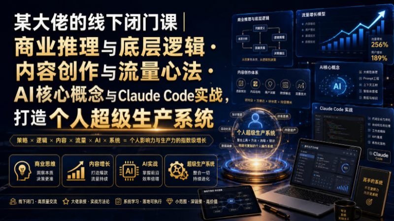 某大佬的线下闭门课｜商业推理与底层逻辑・内容创作与流量心法・AI核心概念与Claude Code实战，打造个人超级生产系统【录音+图片】-玻哥网络技术工作室