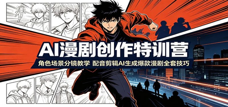 AI漫剧创作特训营：角色场景分镜教学，配音剪辑AI生成爆款漫剧全套技巧-玻哥网络技术工作室