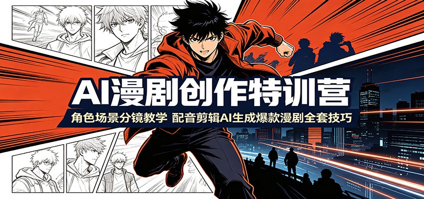 图片[1]-AI漫剧创作特训营：角色场景分镜教学，配音剪辑AI生成爆款漫剧全套技巧-玻哥网络技术工作室