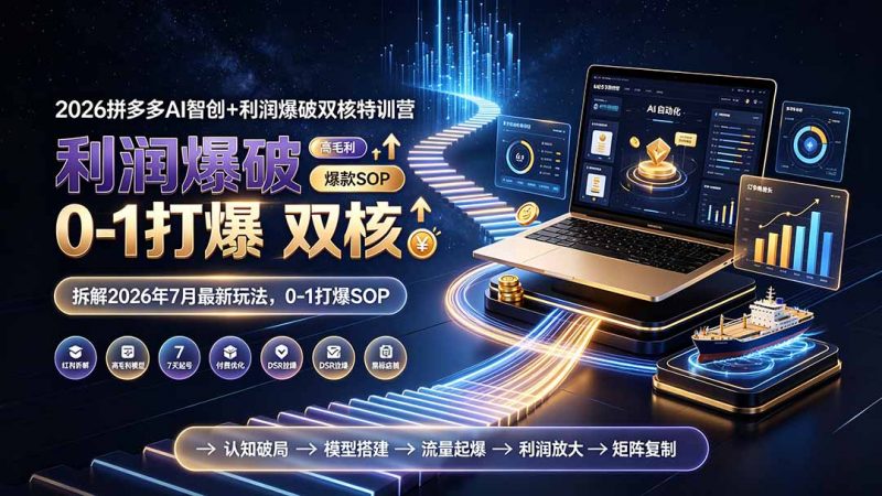 2026拼多多AI智创+利润爆破双核特训营-更新：拆解2026年7月最新玩法，0-1打爆SOP-玻哥网络技术工作室