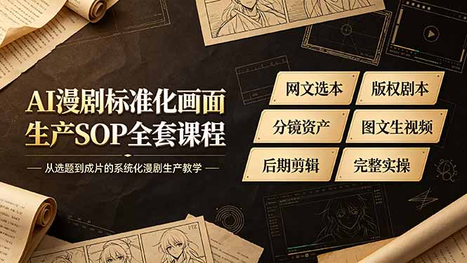AI漫剧标准化画面生产SOP全套课程-更新，网文选本版权剧本分镜资产全覆盖，图文生视频后期剪辑完整实操教学-玻哥网络技术工作室