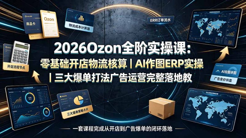 2026Ozon全阶实操课：零基础开店物流核算｜AI作图ERP实操｜三大爆单打法广告运营完整落地教程-玻哥网络技术工作室