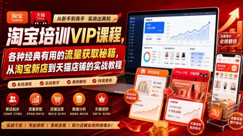 淘宝培训VIP课程，各种经典有用的流量获取秘籍，从淘宝新店到天猫店铺的实战教程(更新7月)-玻哥网络技术工作室