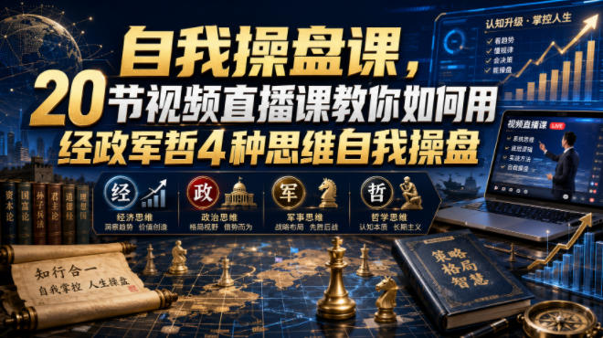 自我操盘课，20节视频直播课教你如何用经政军哲4种思维自我操盘-玻哥网络技术工作室