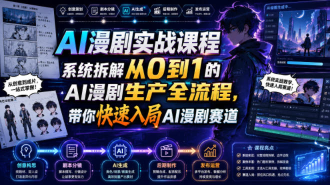 AI漫剧实战课程，系统拆解从0到1的AI漫剧生产全流程，带你快速入局AI漫剧赛道-玻哥网络技术工作室