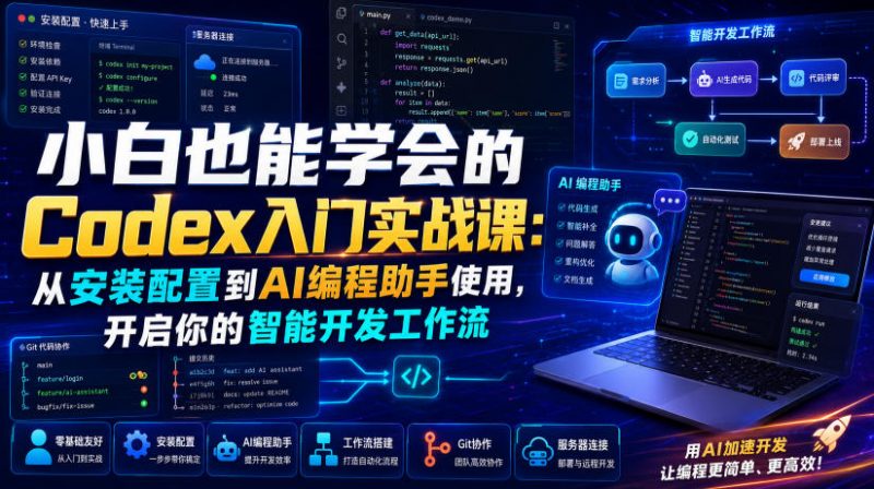 小白也能学会的Codex入门实战课：从安装配置到AI编程助手使用，开启你的智能开发工作流-玻哥网络技术工作室