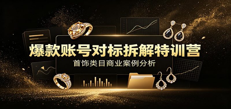 爆款账号对标拆解特训营：首饰类目商业案例分析，配套完整资料内容-玻哥网络技术工作室