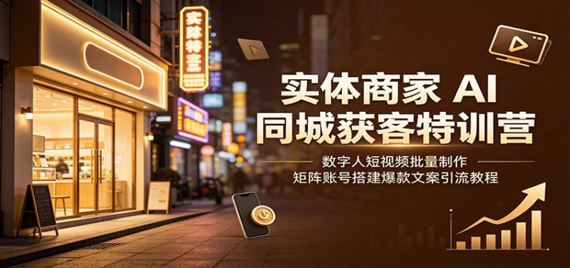 实体商家AI同城获客特训营：数字人短视频批量制作，矩阵账号搭建爆款文案引流教程-玻哥网络技术工作室