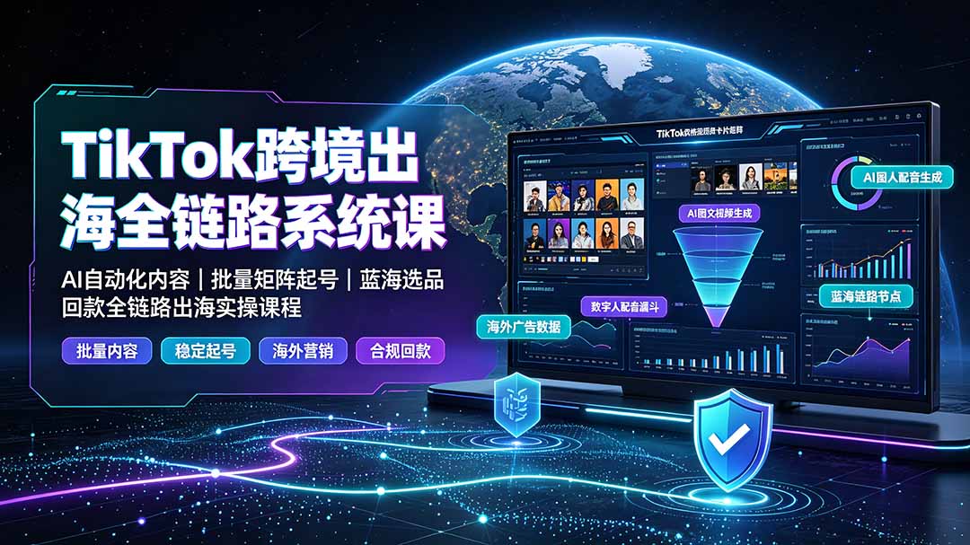 图片[1]-TikTok跨境出海全链路系统课-2026年7月：AI自动化内容｜批量矩阵起号｜蓝海选品回款全链路出海实操课程-玻哥网络技术工作室