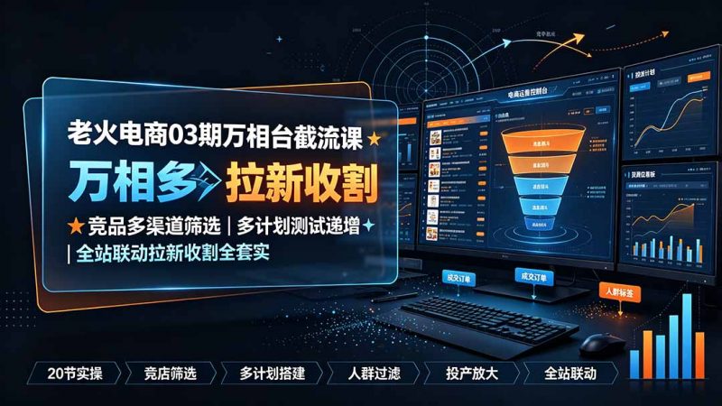 老火电商03期万相台截流课：竞品多渠道筛选｜多计划测试递增｜全站联动拉新收割全套实操教学-玻哥网络技术工作室